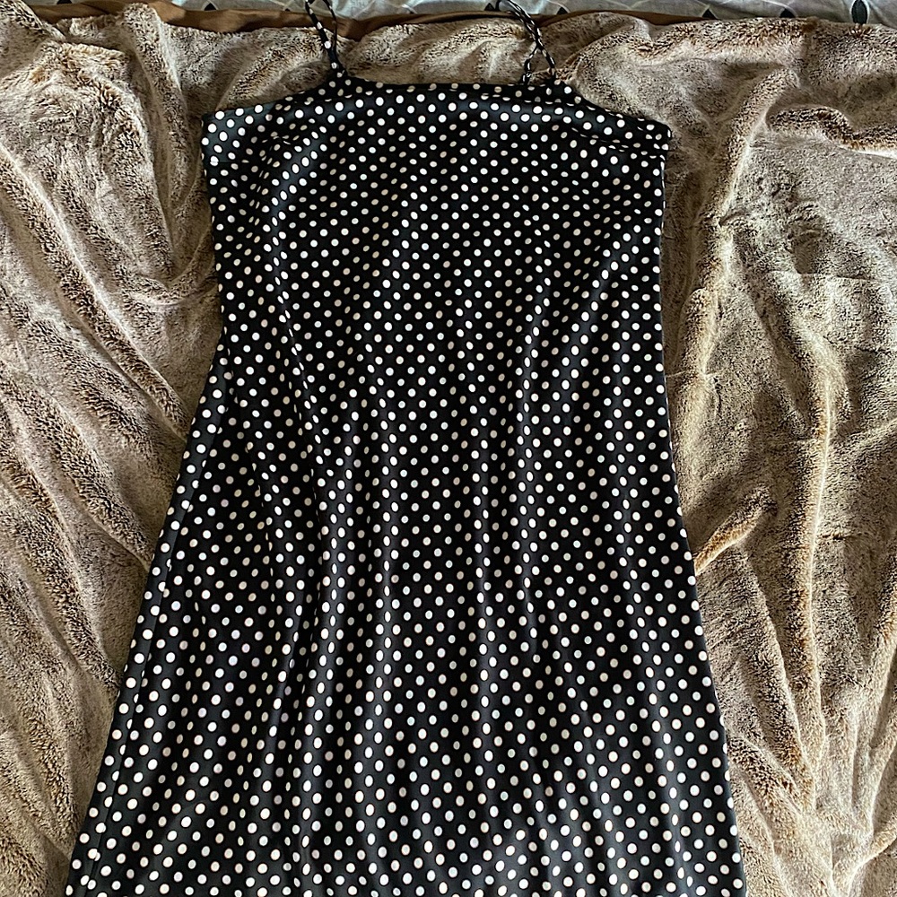 Strappy, midi polka dot dress